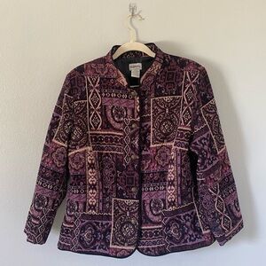 BonWorth women’s purple patterned jacket size M petite western boho unique